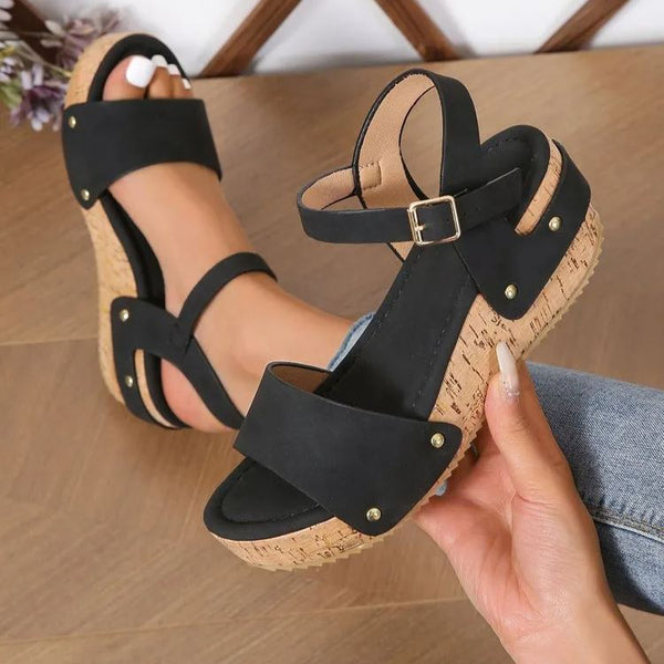 Recommended New Wedge Heel Large Size Thick-soled Buckled Sandals ( BUY 2 FREE SHIPPING )